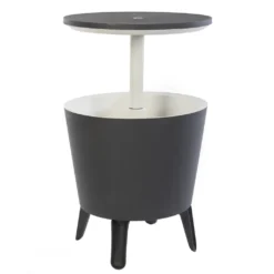 Keter Beistelltisch Getränkekühler Cool Bar Cocktailtisch Partytisch Stehtisch Garten Balkon 50x57-85 Cm 30 L , Farbe:anthrazit - Weiß