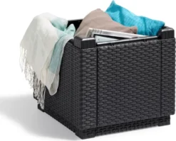 Allibert Cube Sitzhocker H 39 X B 42 X T 42 Cm, Mit Stauraum, Graphitgrau