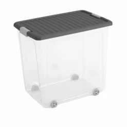Keter Aufbewahrung 'W Box XL' Transparent/grau 39 X 56,5 X 51,5 Cm Mit Deckel Und Rollen