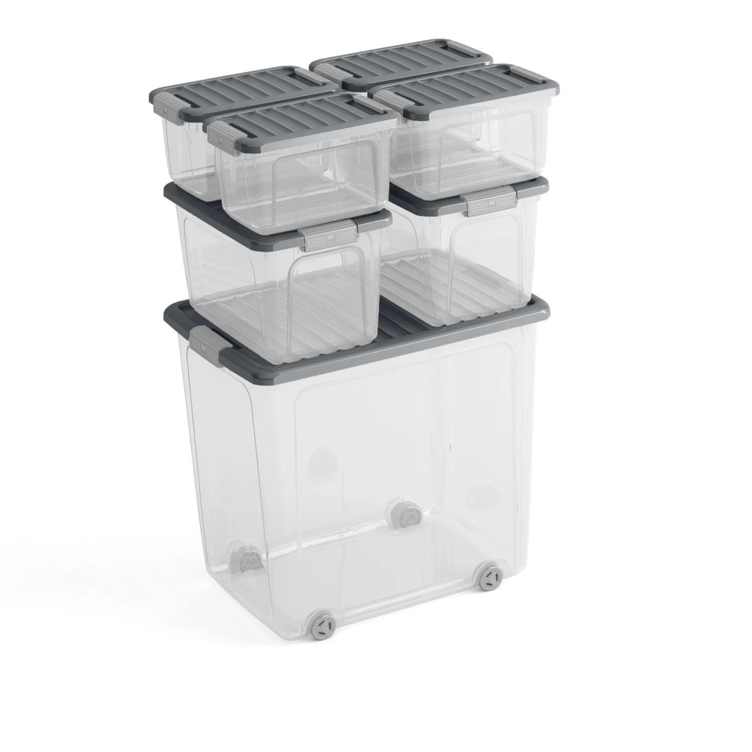 Keter Aufbewahrung 'W Box XL' Transparent/grau 39 X 56,5 X 51,5 Cm Mit Deckel Und Rollen – Bild 3