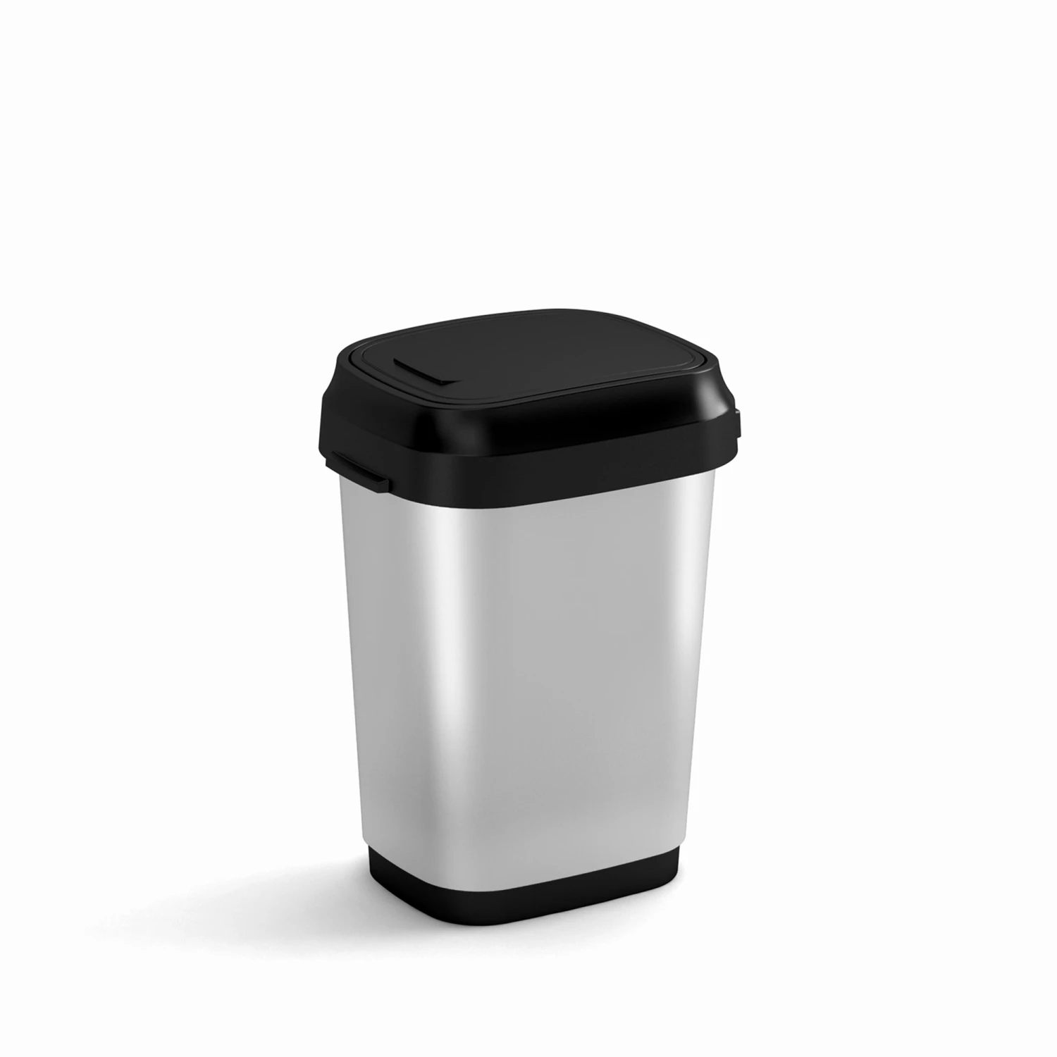 Keter Abfalleimer 'Dual Swing Style' Silber Matt 10 L, Zwei Öffnungsmöglichkeiten