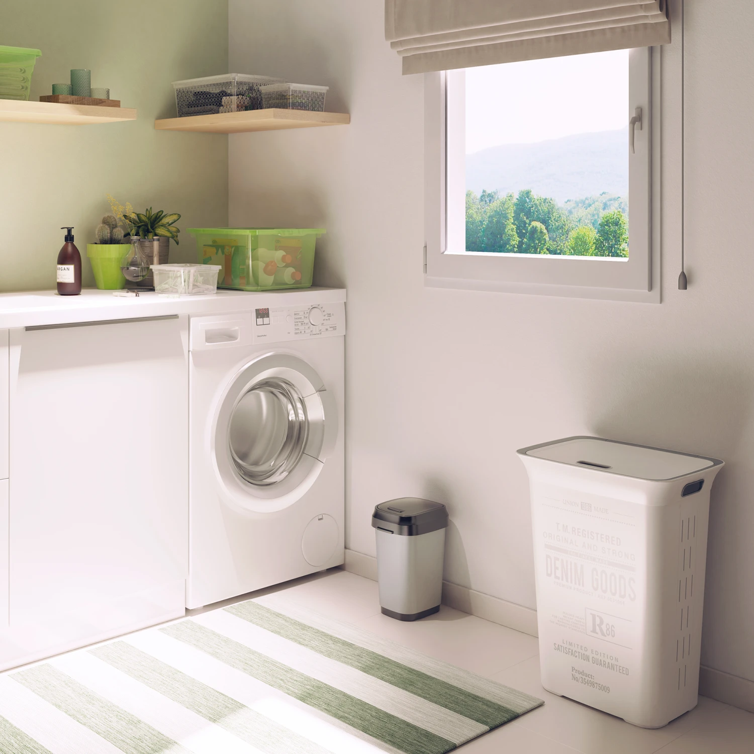 Keter Abfalleimer 'Dual Swing Style' Silber Matt 10 L, Zwei Öffnungsmöglichkeiten – Bild 2