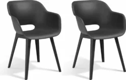 Allibert By Keter Gartensessel Akola, Graphit, 2er Set, Kunststoff, Maße: 56.7 X 55.8 X 80.1 Cm, Stapelbar, Wetterfest, Outdoor