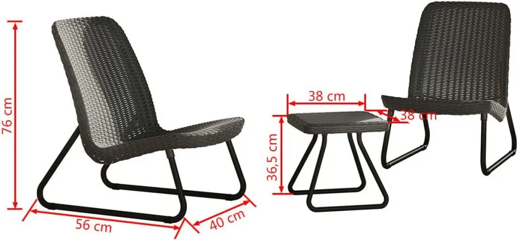 Keter Terrassenmöbel-Set 3-tlg. Rio Graphitgrau – Bild 5