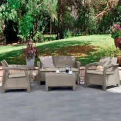 Keter Corfu Lounge Set, Korfu Set, Rattanoptik, Cappuccino