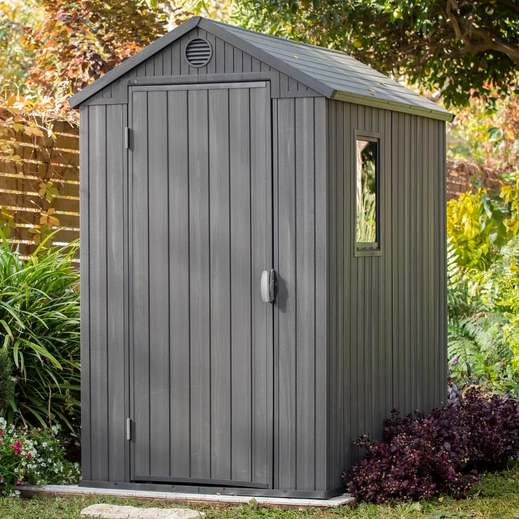 Keter Gerätehaus Darwin 46 Grau Holz-Optik – Bild 5