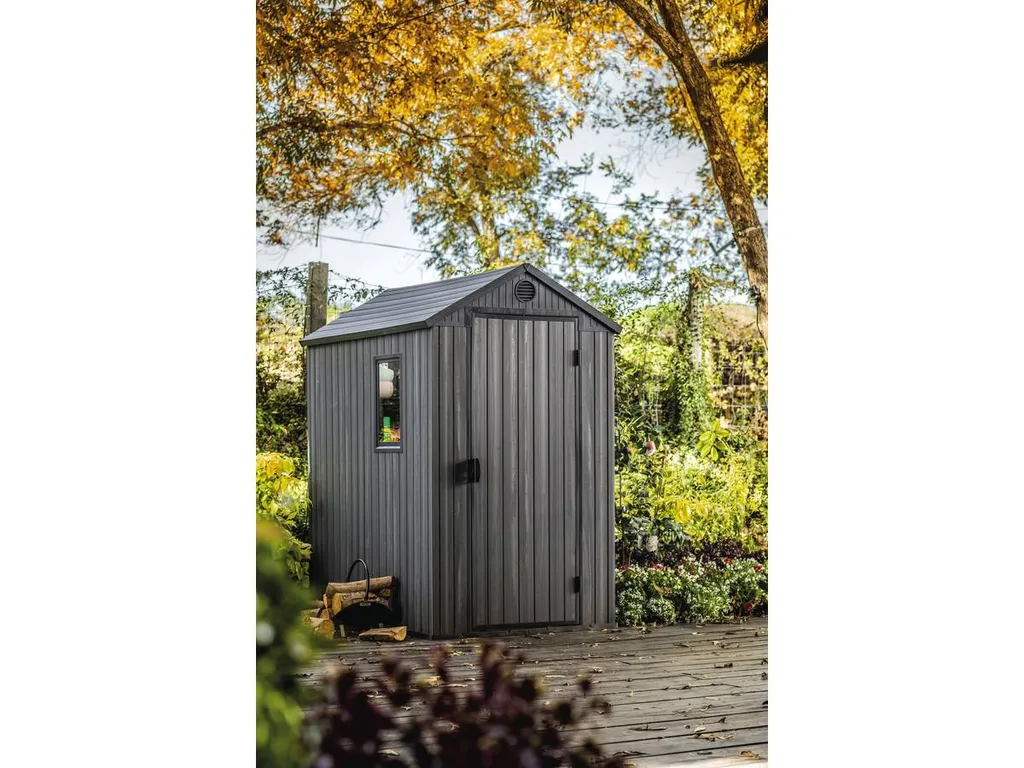 Keter Gerätehaus Darwin 46 Grau Holz-Optik – Bild 10