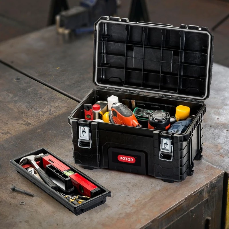 KETER GEAR 22" Werkzeugkoffer 56x35x31 Cm, Schwarz/rot 17200382 – Bild 2