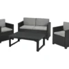 Loungeset Keter Victoria Polyrattan Optik 4-Sitzer 4-teilig Grau Inkl. Polster