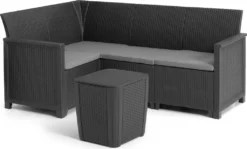 Keter Balkon-Set Emma - Graphit, Ecksofa + Tisch + Sitzauflagen
