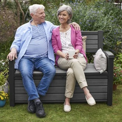 Keter 2-Sitzer Gartenbank Mit Stauraum Hudson 227 L Grau – Bild 5