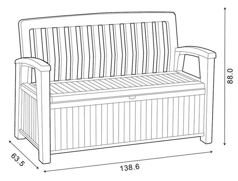 KETER PATIO BENCH 227L Gartenbank/Kissenbox 138,6 X 63,5 X 88 Cm, Braun 17202690 – Bild 2