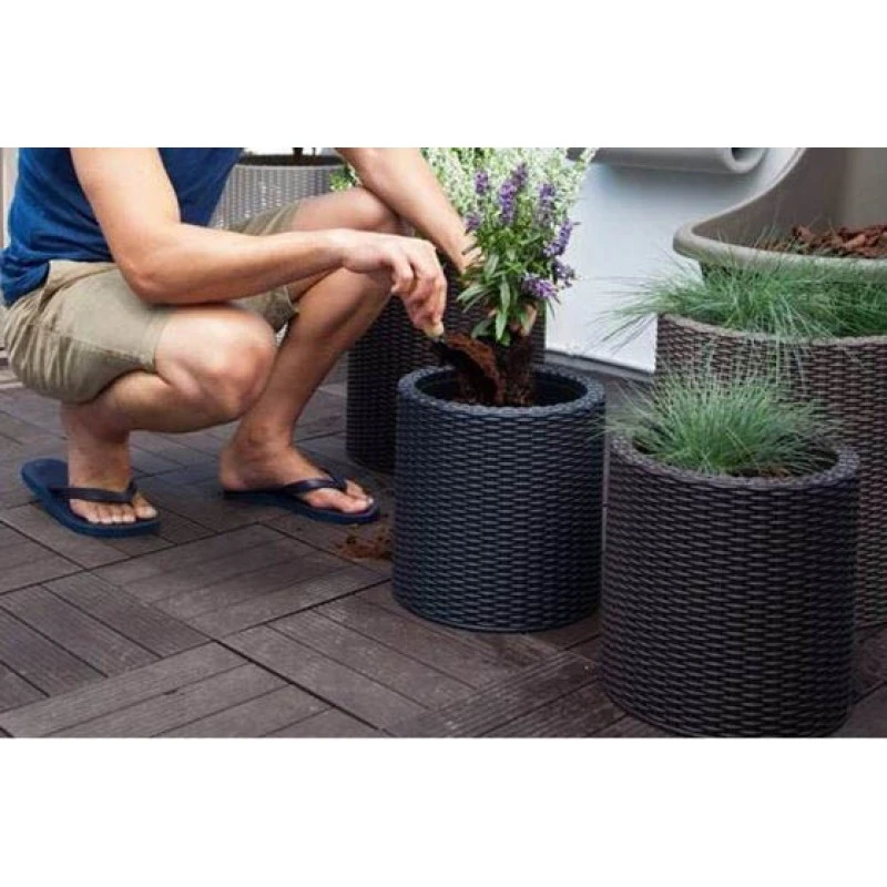 KETER MEDIUM CYLINDER Pflanzkübel, 36 X 36 X 37,3 Cm, Silbergrau 17197835 – Bild 6